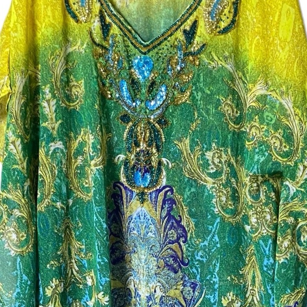 Vibrant Yellow-Green Floral Maxi Dress - Picture 3 of 9